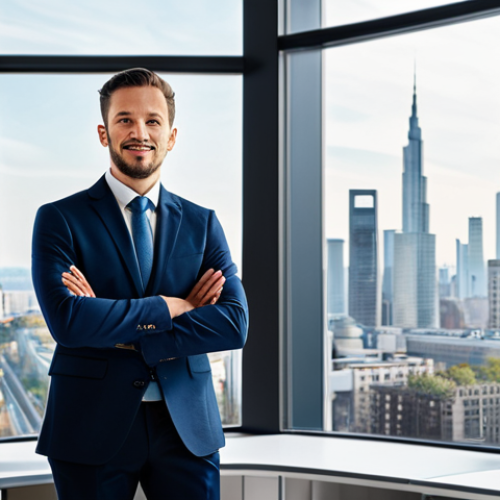 **

A professional architect, fully clothed in modest business attire, stands confidently in a bright, modern architectural office. Large windows overlook a bustling cityscape. Appropriate content, safe for work, perfect anatomy, correct proportions, natural pose, well-formed hands, proper finger count, natural body proportions, professional photography, high quality.

**