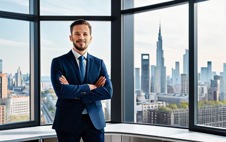 **

A professional architect, fully clothed in modest business attire, stands confidently in a bright, modern architectural office. Large windows overlook a bustling cityscape. Appropriate content, safe for work, perfect anatomy, correct proportions, natural pose, well-formed hands, proper finger count, natural body proportions, professional photography, high quality.

**