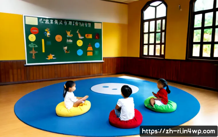 스토리 기반 학습 환경 디자인 - Photorealistic elementary classroom designed for story-based learning, a diverse teacher using expre...